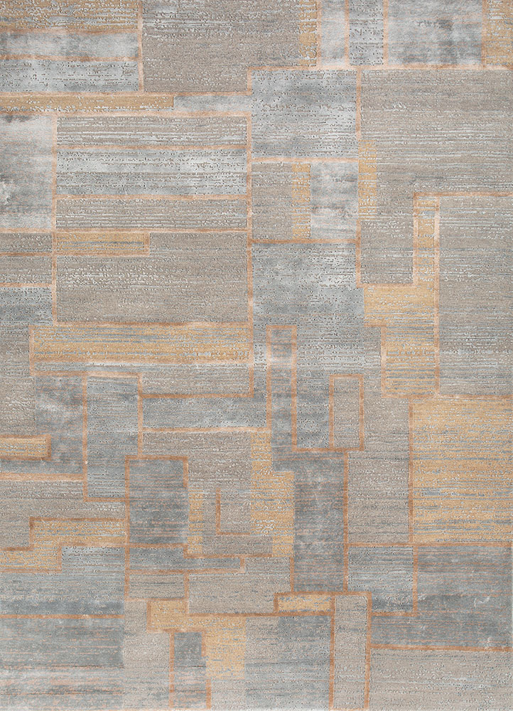 manifest grey and black wool and bamboo silk hand knotted Rug - HeadShot