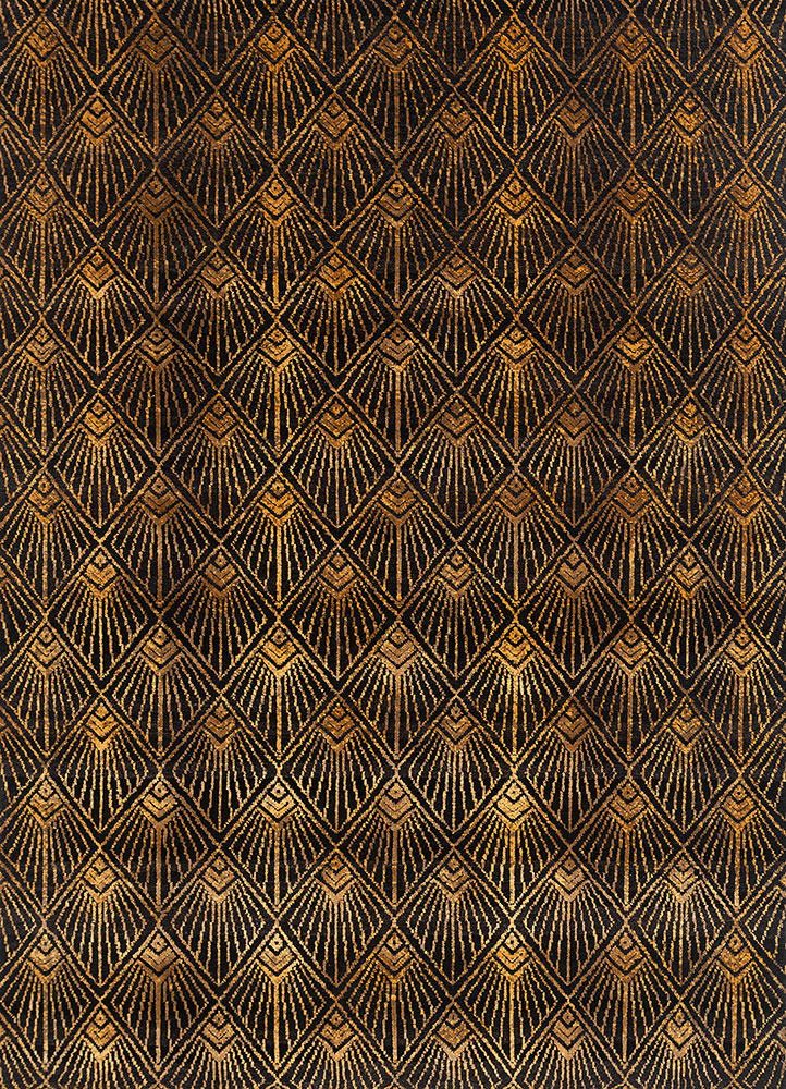 azalea grey and black wool and bamboo silk hand knotted Rug - HeadShot