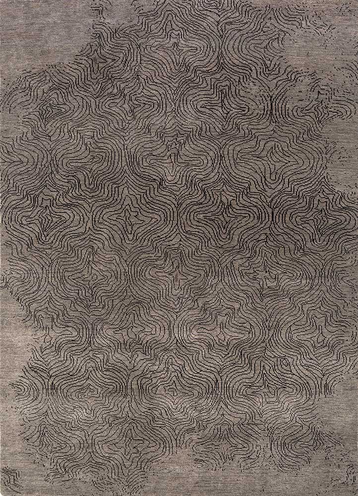 uvenuti grey and black wool and bamboo silk hand knotted Rug - HeadShot