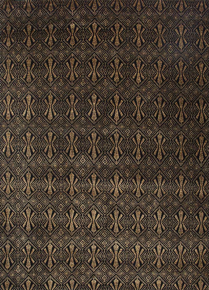 azalea grey and black wool and bamboo silk hand knotted Rug - HeadShot