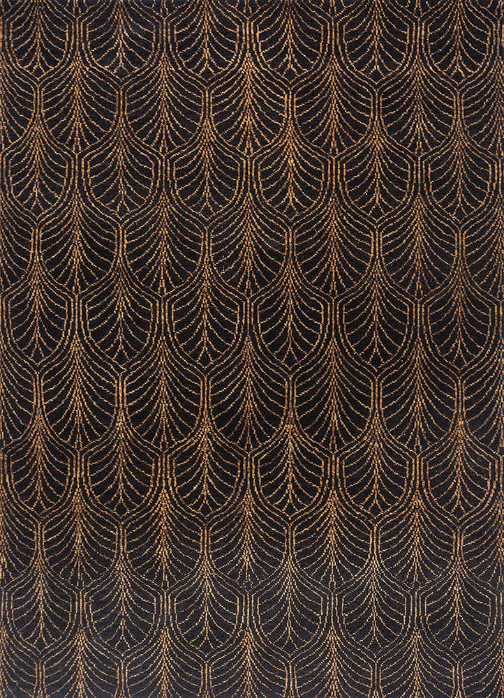azalea grey and black wool and bamboo silk hand knotted Rug - HeadShot