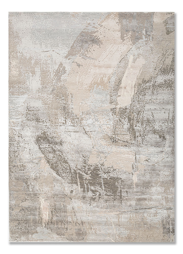 uvenuti grey and black wool and bamboo silk hand knotted Rug - HeadShot
