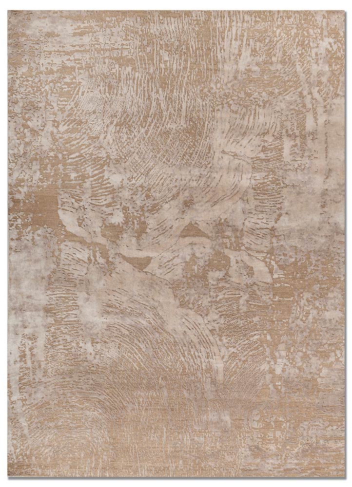 uvenuti beige and brown wool and bamboo silk hand knotted Rug - HeadShot