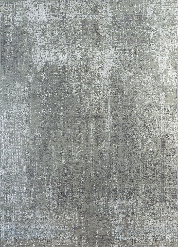 uvenuti grey and black wool and bamboo silk hand knotted Rug - HeadShot