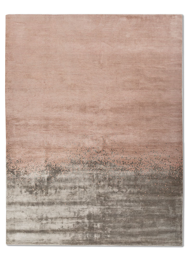 urban pause by kavi pink and purple wool and bamboo silk hand knotted Rug - HeadShot