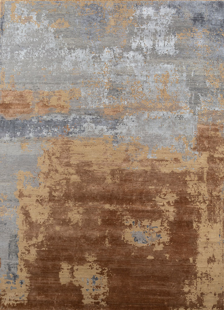 uvenuti grey and black wool and bamboo silk hand knotted Rug - HeadShot