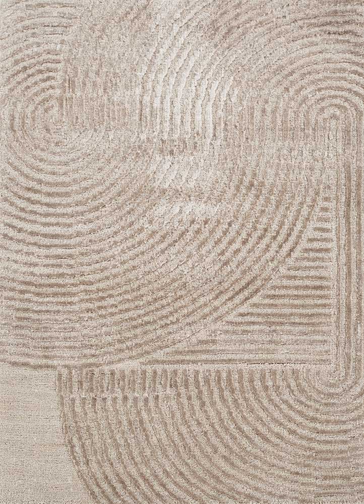 azalea ivory wool and bamboo silk hand knotted Rug - HeadShot