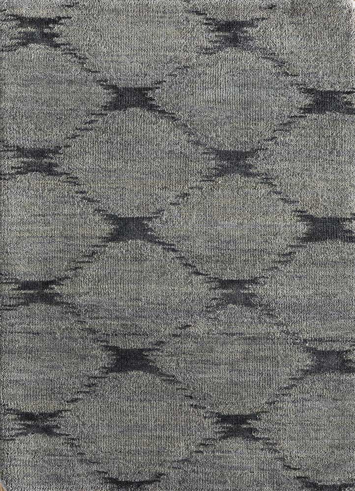 clan grey and black wool and bamboo silk hand knotted Rug - HeadShot