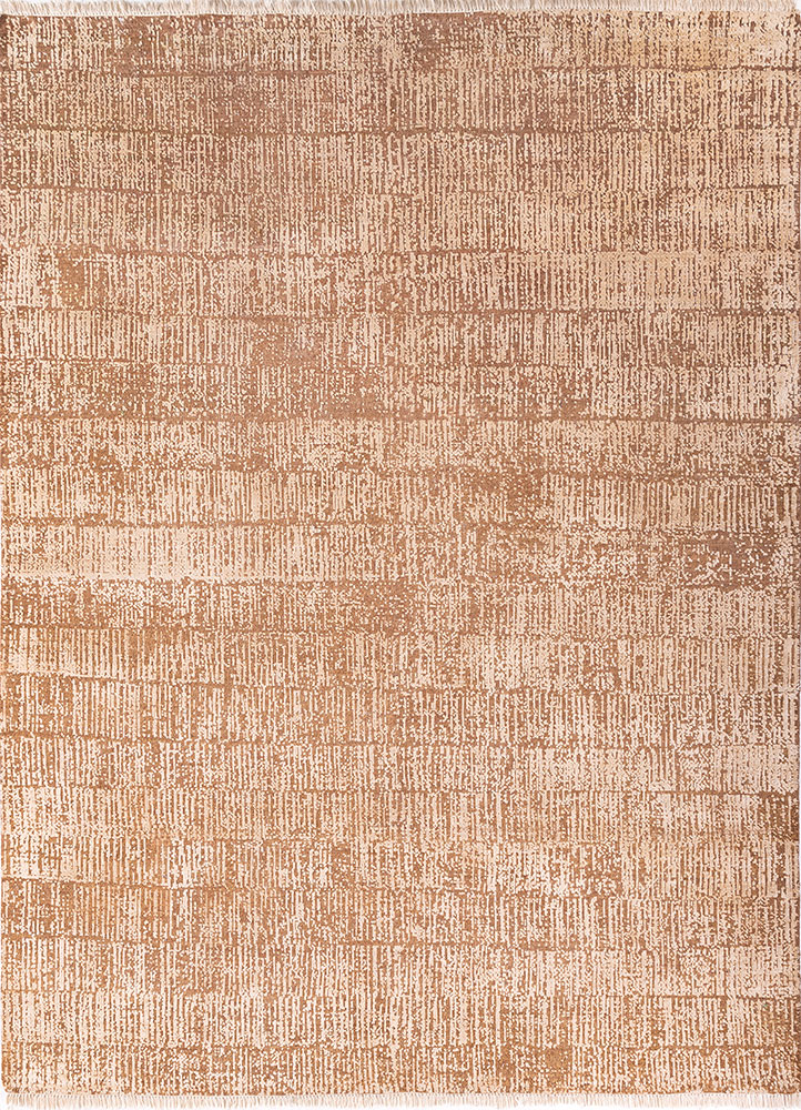 entropy red and orange wool and silk hand knotted Rug - HeadShot