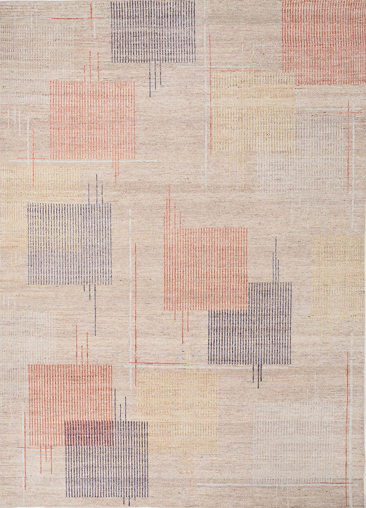blythe beige and brown wool hand knotted Rug - HeadShot