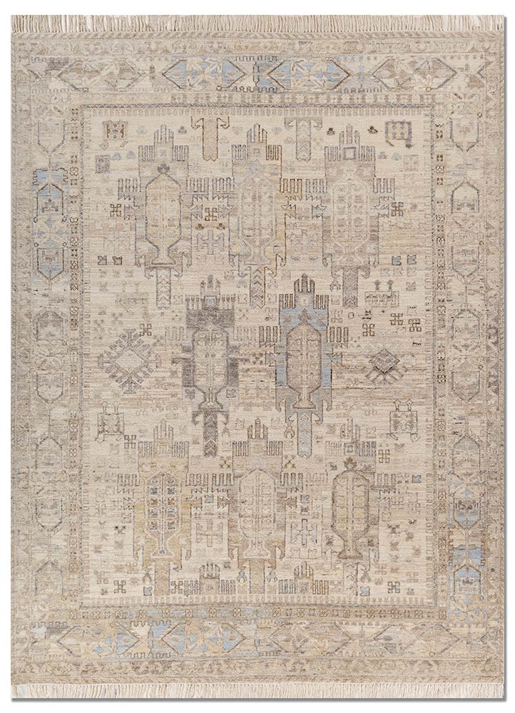 savana ivory wool hand knotted Rug - HeadShot