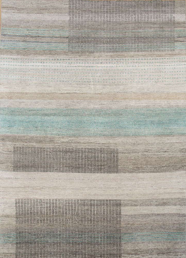 blythe blue afghan wool hand knotted Rug - HeadShot
