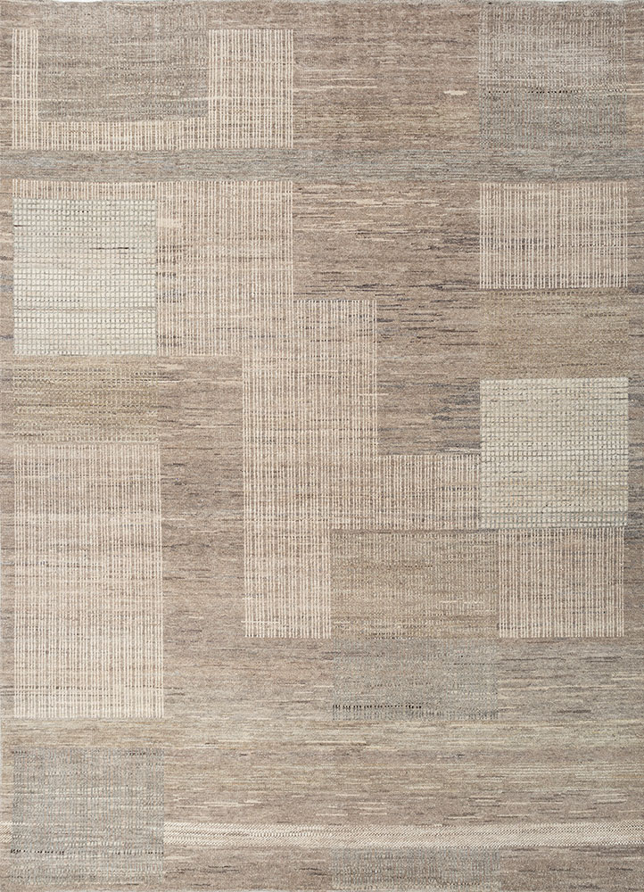 blythe beige and brown afghan wool hand knotted Rug - HeadShot