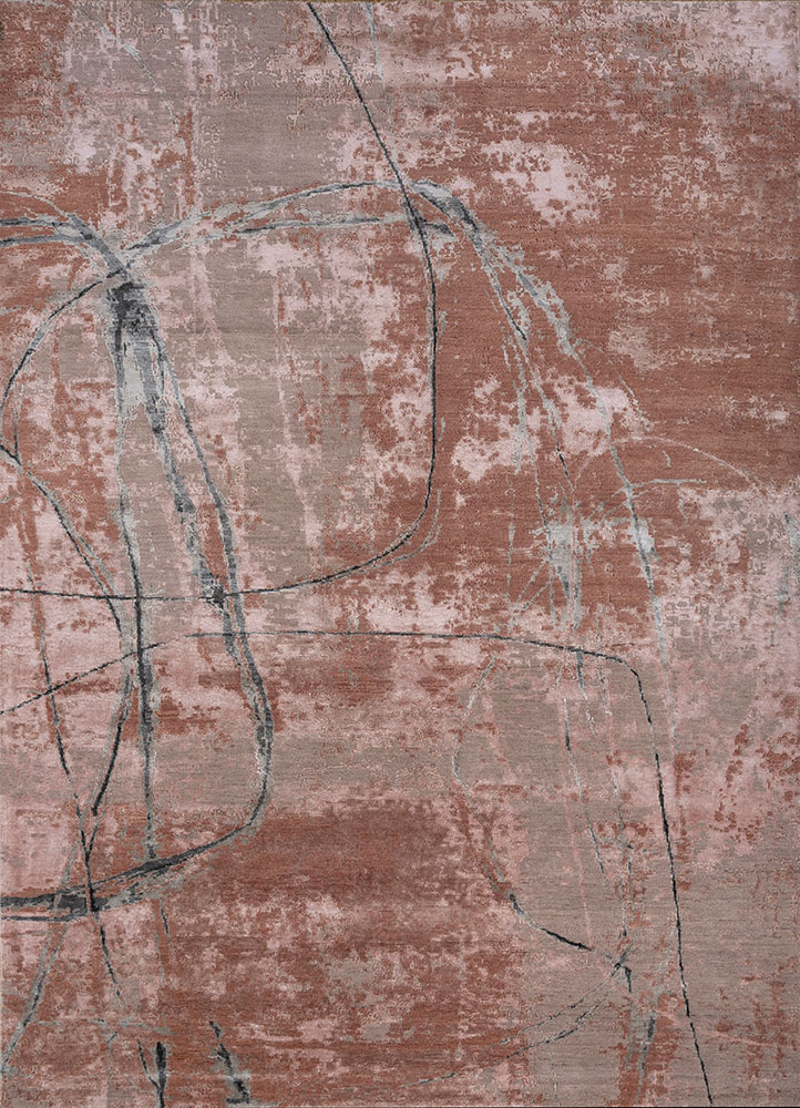 free verse by kavi pink and purple wool and bamboo silk hand knotted Rug - HeadShot