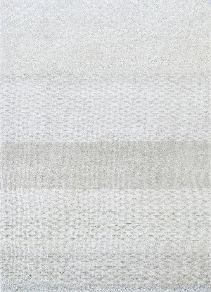 manchaha ivory wool and silk hand knotted Rug - HeadShot