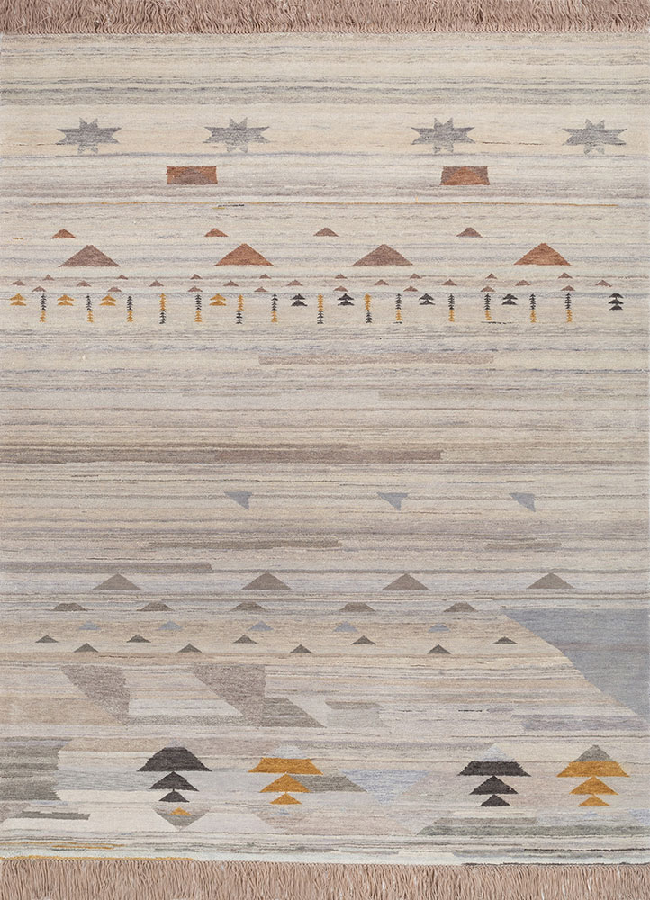 freedom manchaha grey and black wool and silk hand knotted Rug - HeadShot