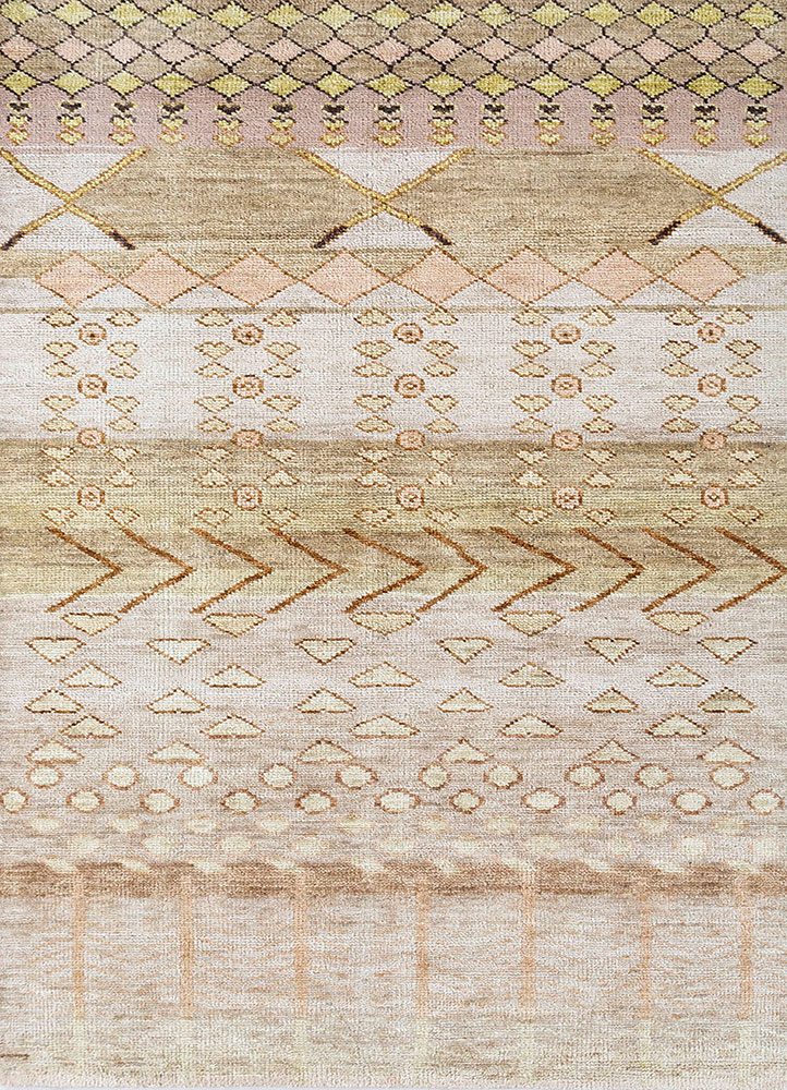 manchaha pink and purple wool hand knotted Rug - HeadShot
