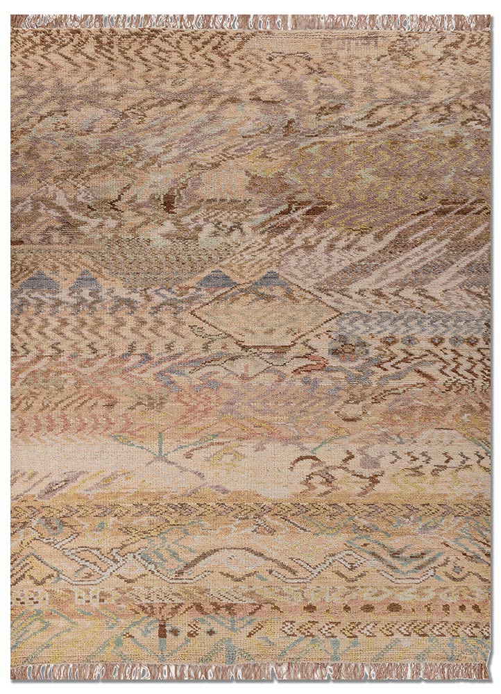 manchaha gold wool hand knotted Rug - HeadShot