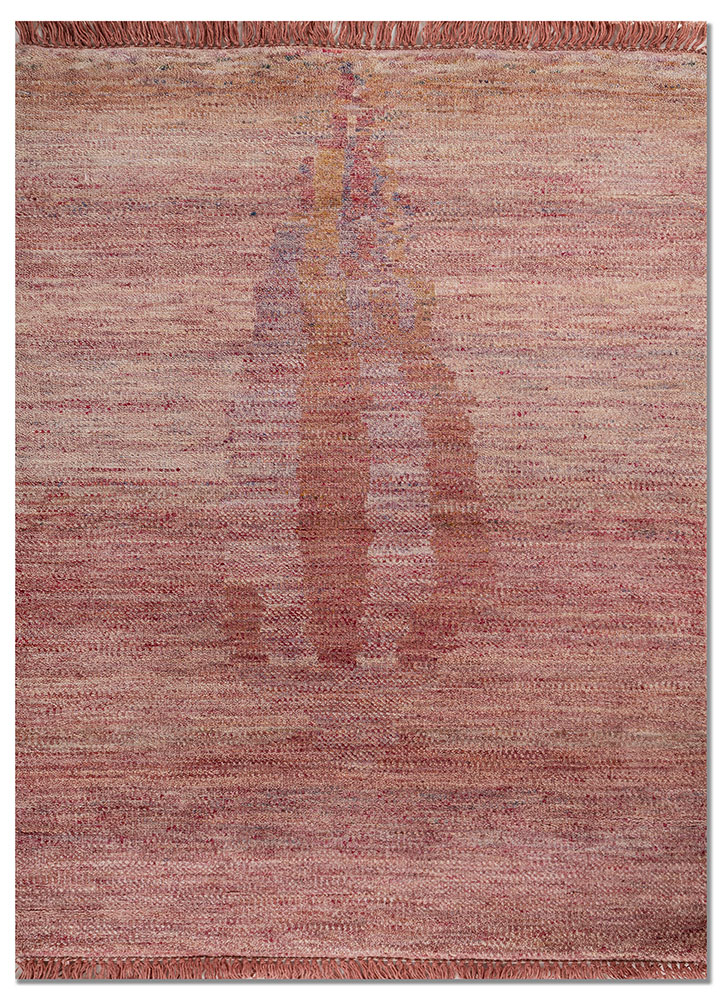 kavi x manchaha pink and purple wool hand knotted Rug - HeadShot