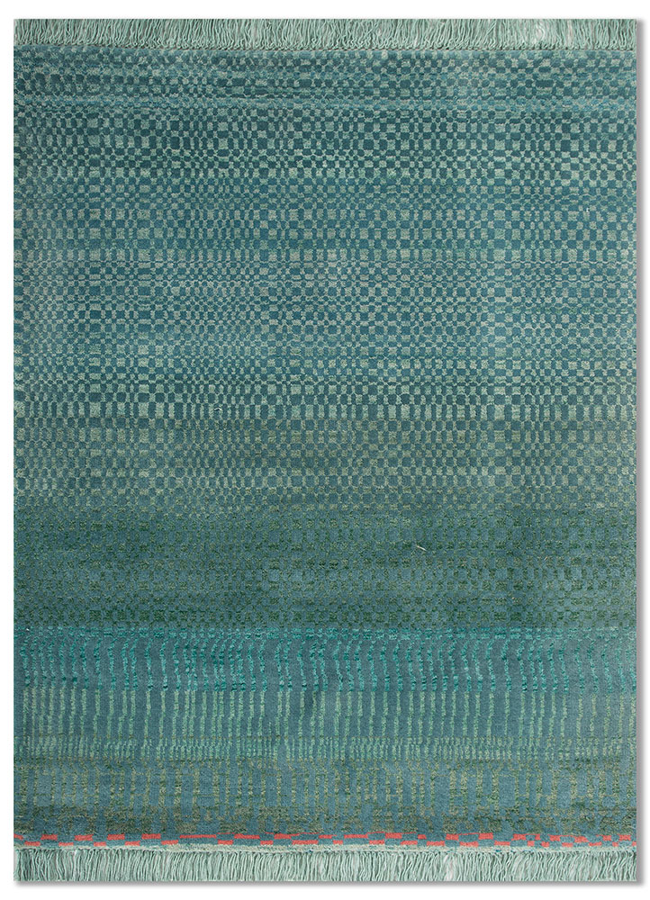 kavi x manchaha green wool hand knotted Rug - HeadShot