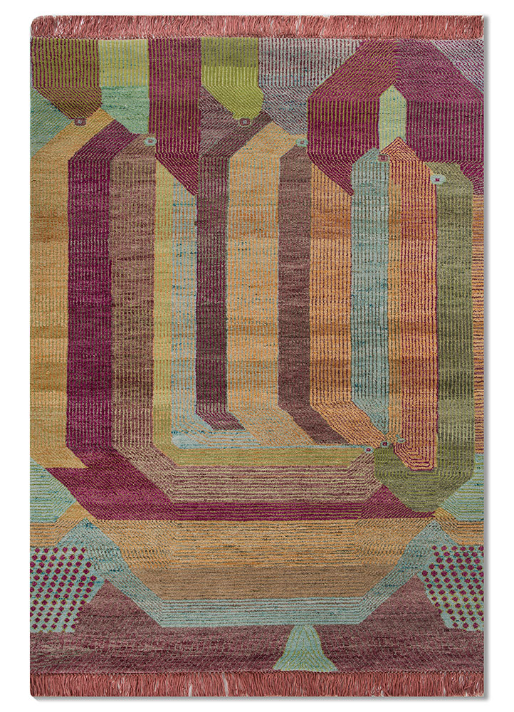 weaver art reserve pink and purple wool hand knotted Rug - HeadShot