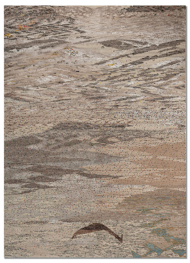 kavi x manchaha ivory wool and bamboo silk hand knotted Rug - HeadShot