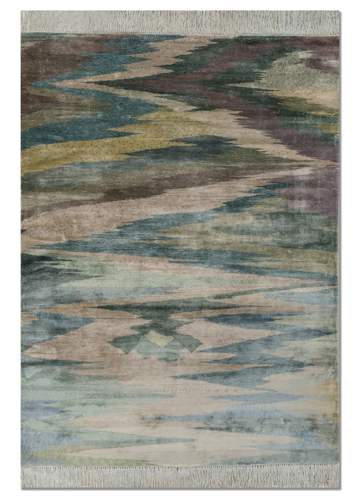 kavi x manchaha gold bamboo silk hand knotted Rug - HeadShot