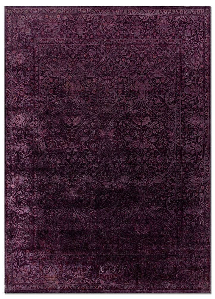 lacuna pink and purple wool and silk hand knotted Rug - HeadShot