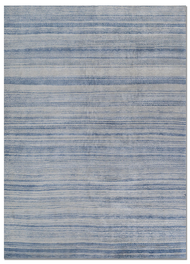 viscaya blue wool and silk hand knotted Rug - HeadShot