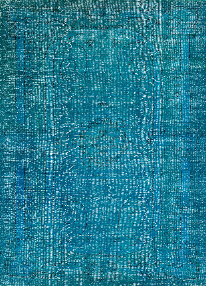 lacuna blue wool hand knotted Rug - HeadShot