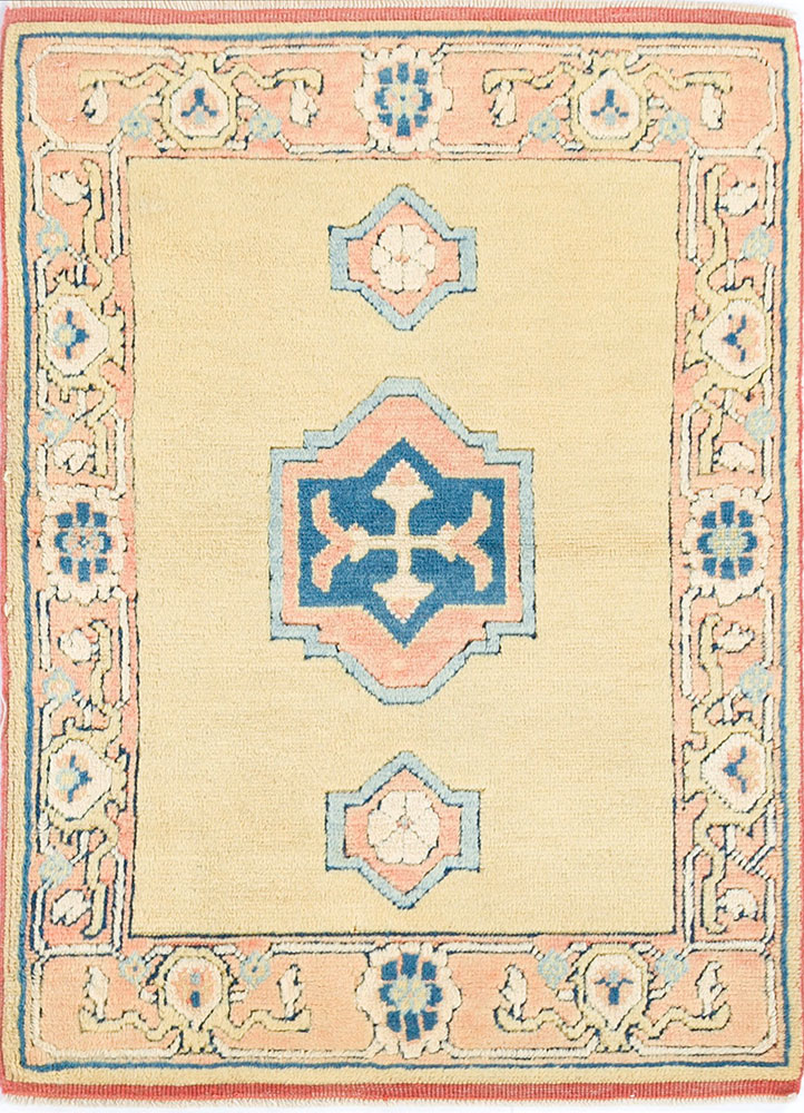 nuray gold wool hand knotted Rug - HeadShot