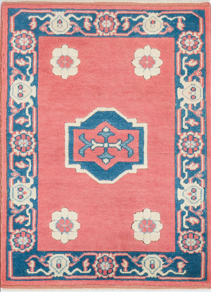 nuray red and orange wool hand knotted Rug - HeadShot