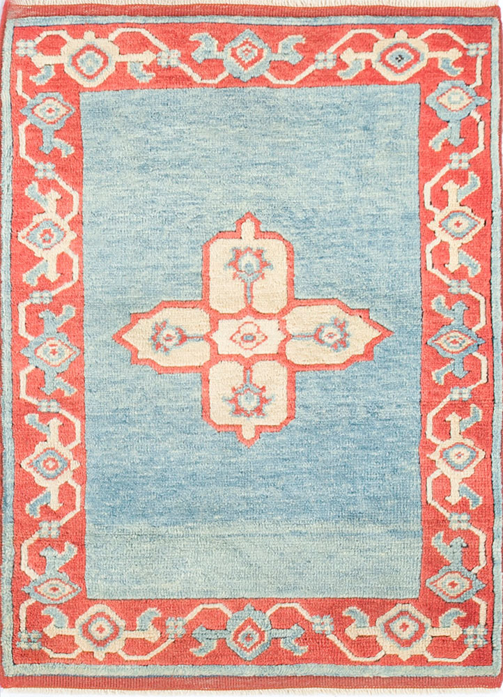nuray blue wool hand knotted Rug - HeadShot
