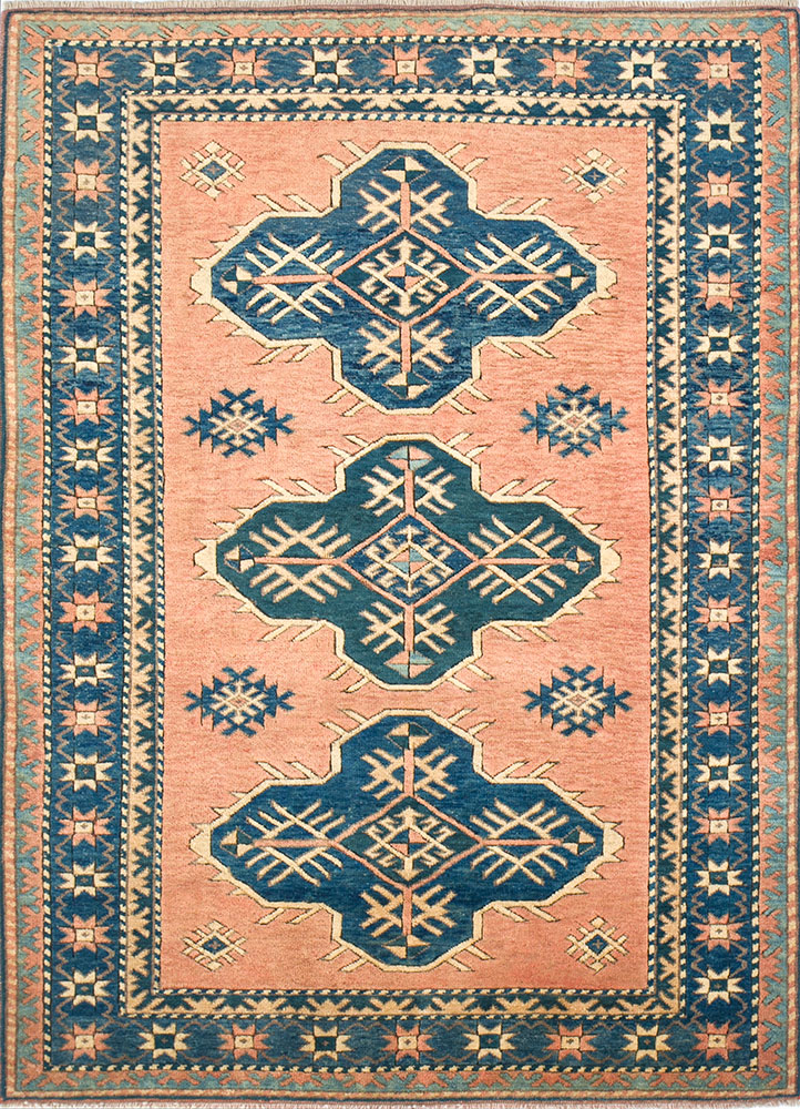 nuray red and orange wool hand knotted Rug - HeadShot