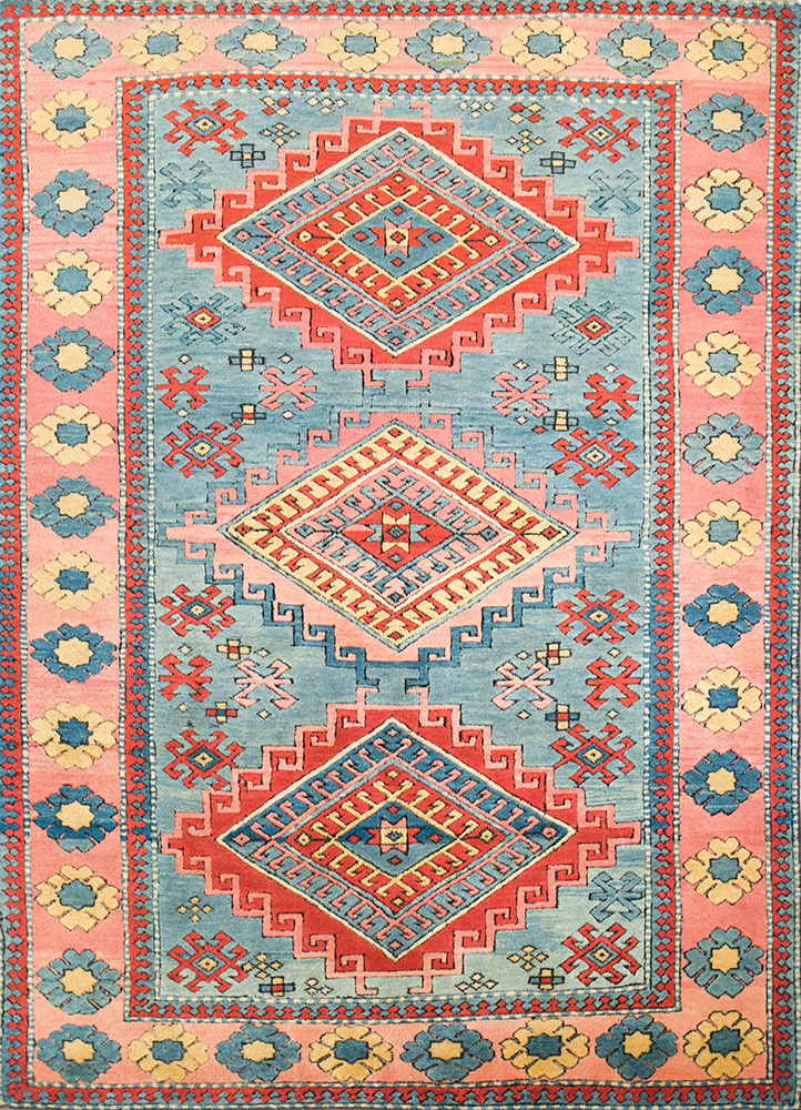 nuray blue wool hand knotted Rug - HeadShot