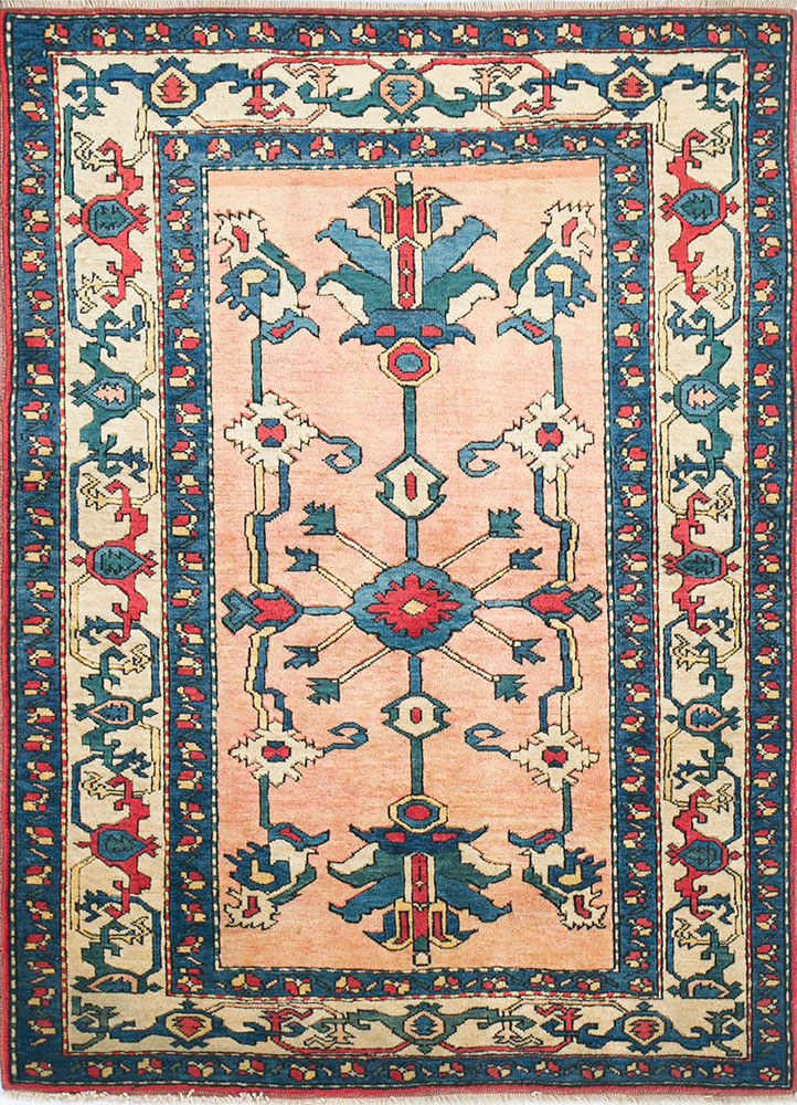 nuray red and orange wool hand knotted Rug - HeadShot