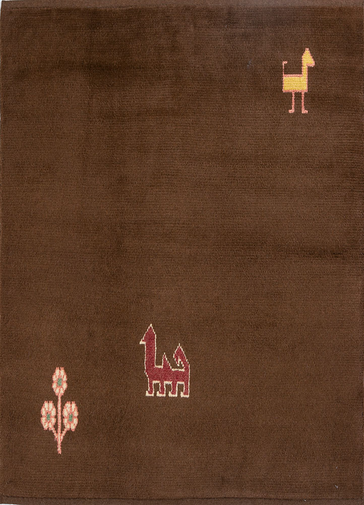 nuray beige and brown wool hand knotted Rug - HeadShot