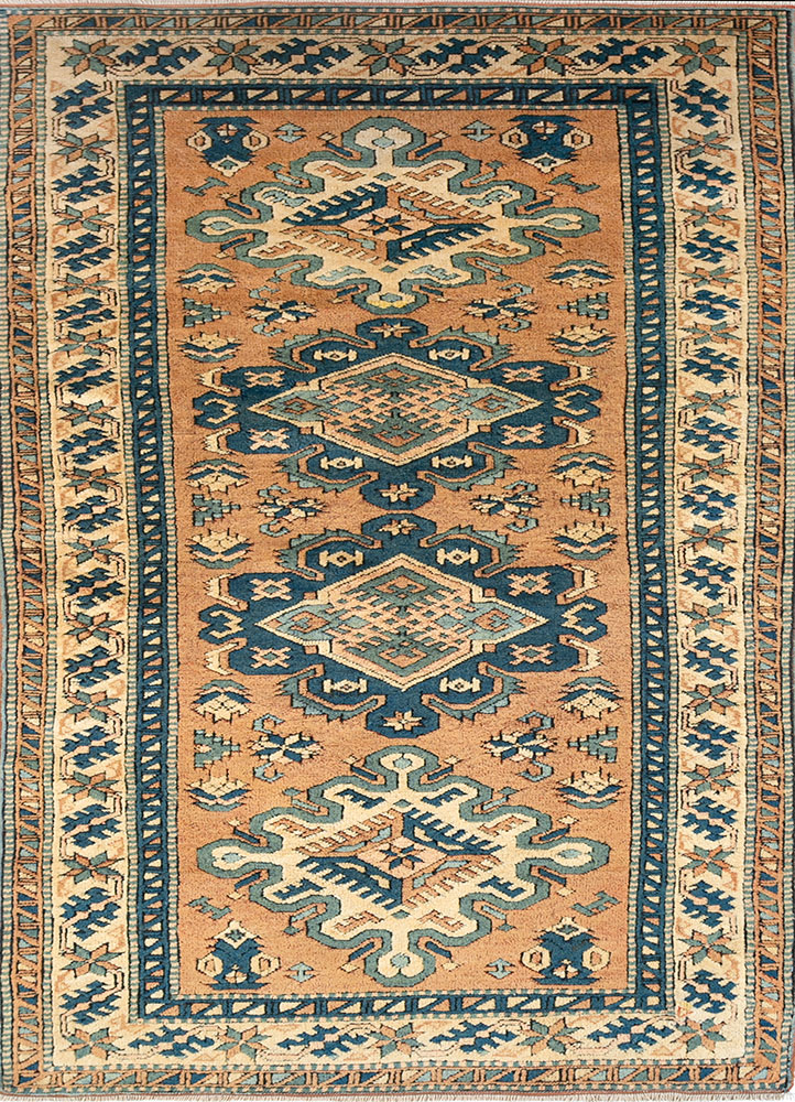 nuray red and orange wool hand knotted Rug - HeadShot