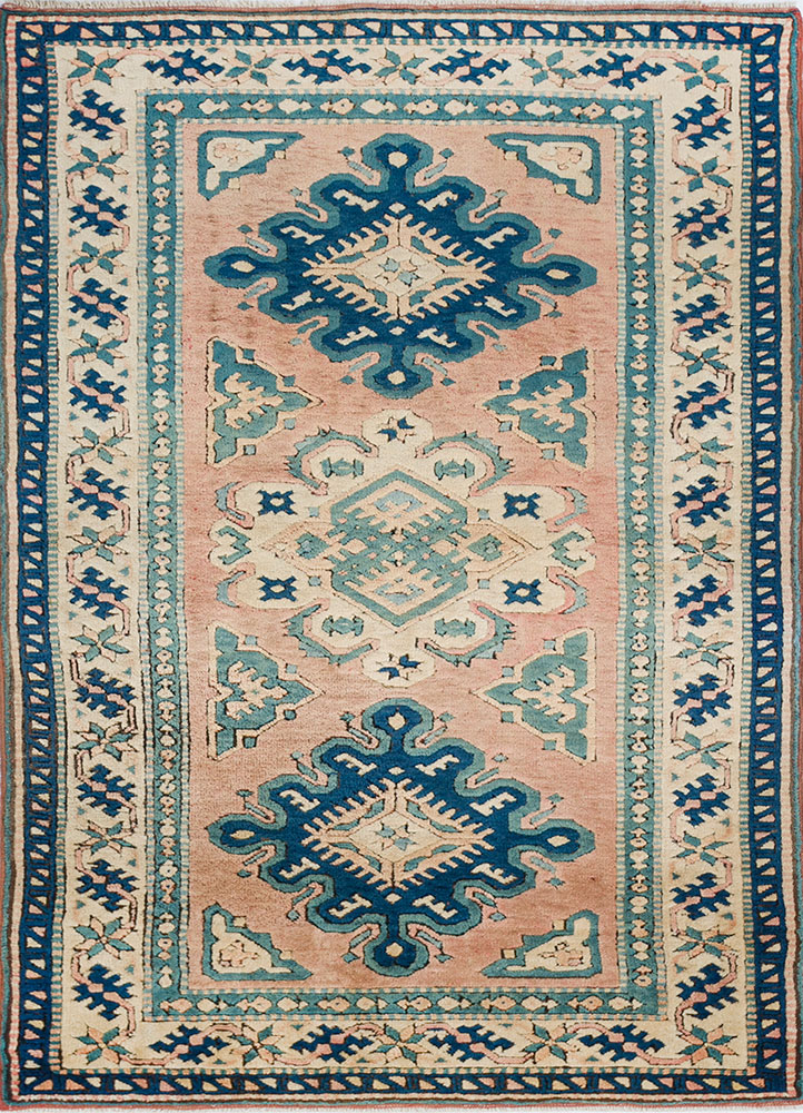 nuray red and orange wool hand knotted Rug - HeadShot