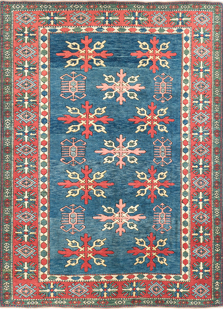 nuray blue wool hand knotted Rug - HeadShot