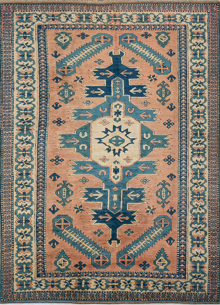 nuray red and orange wool hand knotted Rug - HeadShot