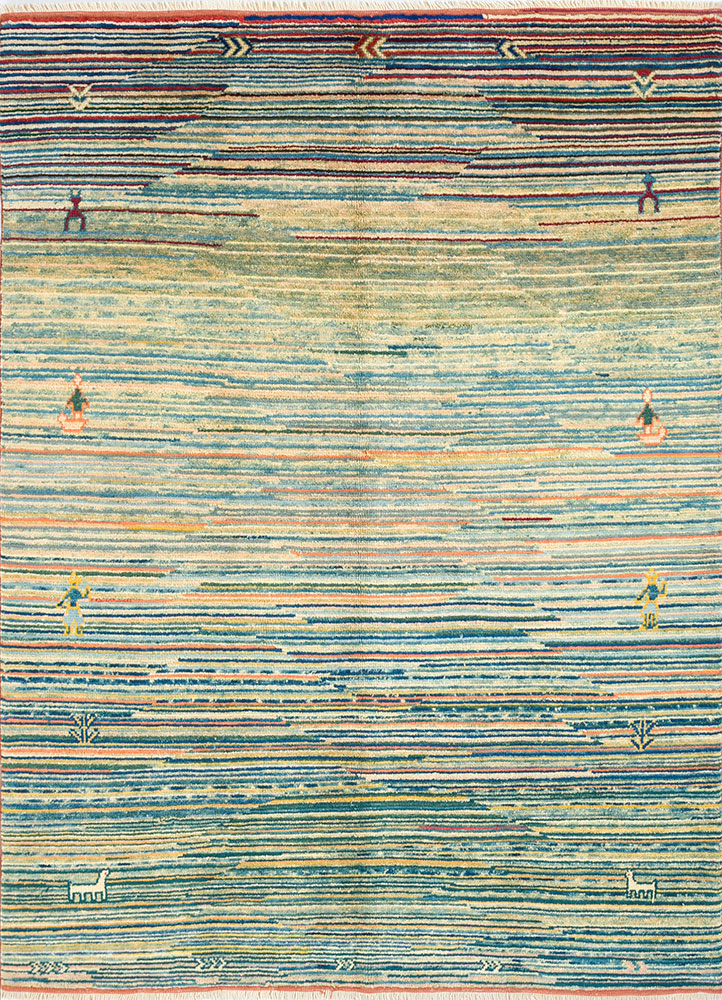 nuray green wool hand knotted Rug - HeadShot