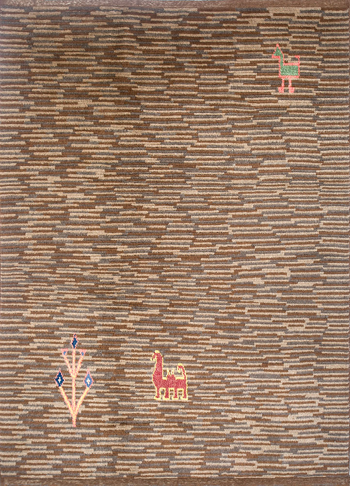nuray beige and brown wool hand knotted Rug - HeadShot