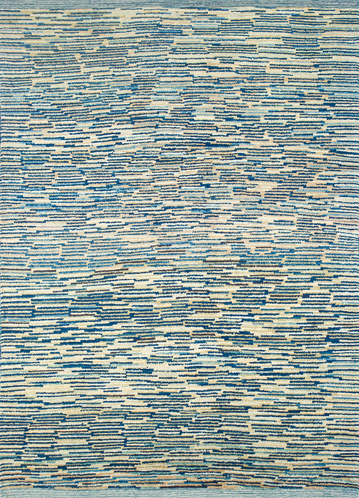 nuray blue wool hand knotted Rug - HeadShot