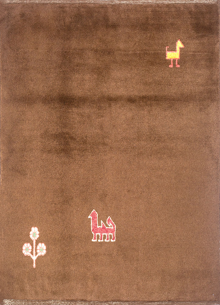 nuray beige and brown wool hand knotted Rug - HeadShot