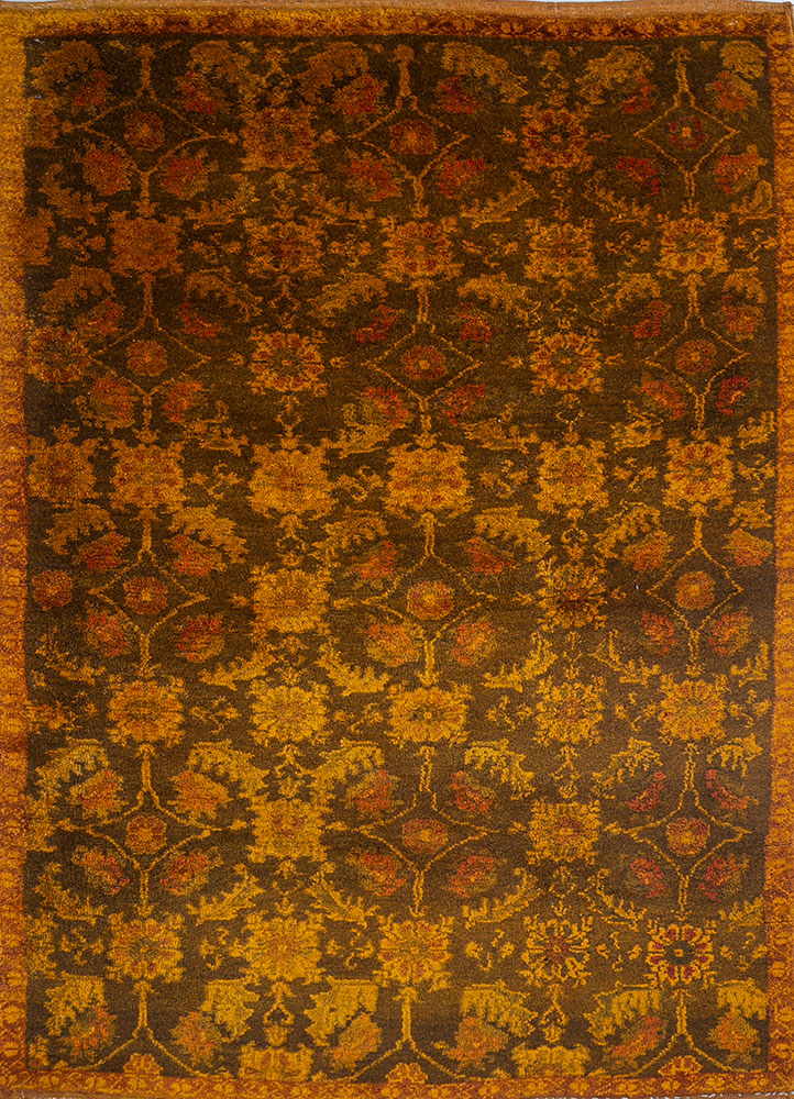 lacuna beige and brown wool hand knotted Rug - HeadShot