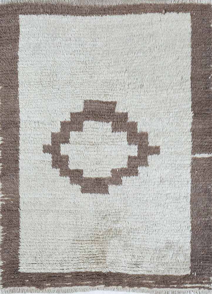 nuray beige and brown wool hand knotted Rug - HeadShot