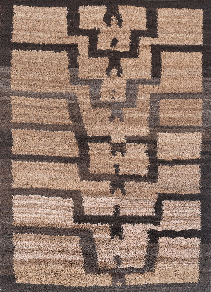 nuray beige and brown wool hand knotted Rug - HeadShot