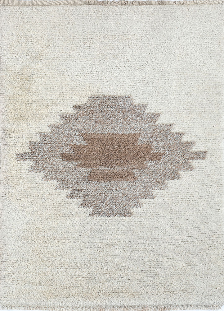 zuri beige and brown wool hand knotted Rug - HeadShot
