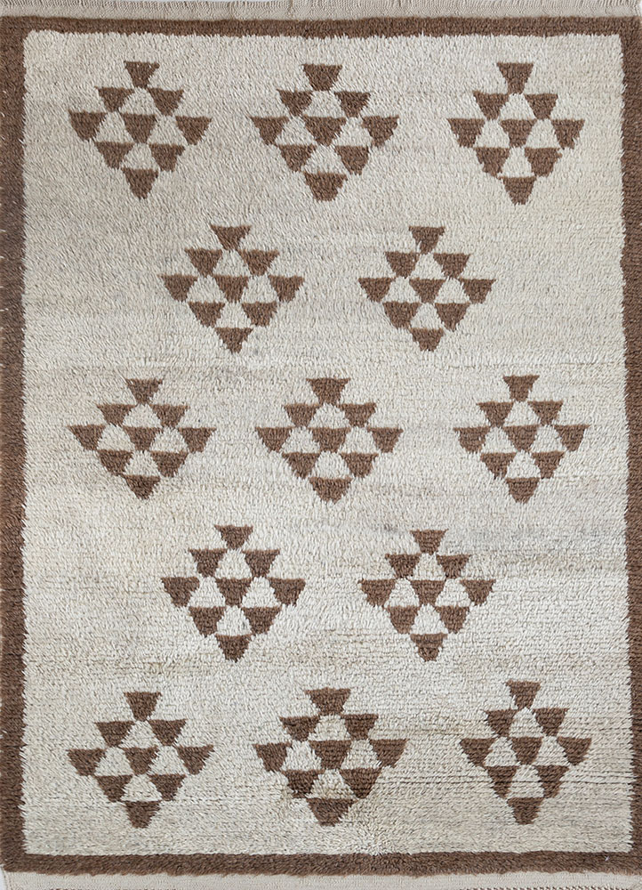 nuray beige and brown wool hand knotted Rug - HeadShot